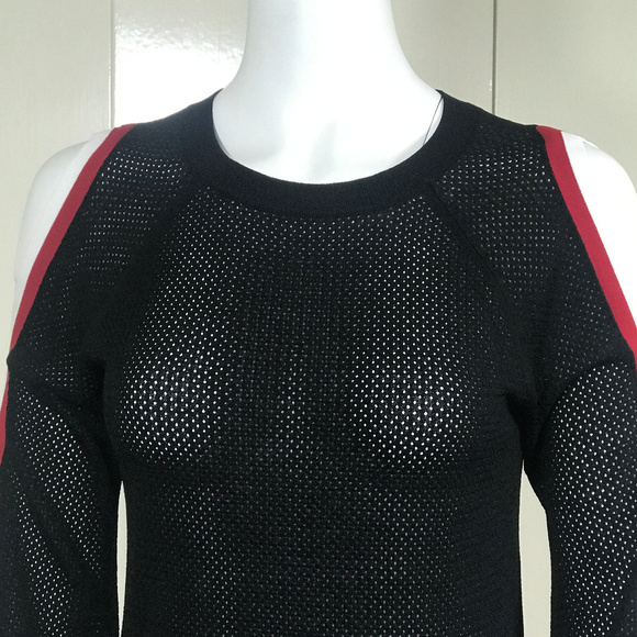 INC Striped Sleeve Cold Shoulder Top - Picture 5 of 8